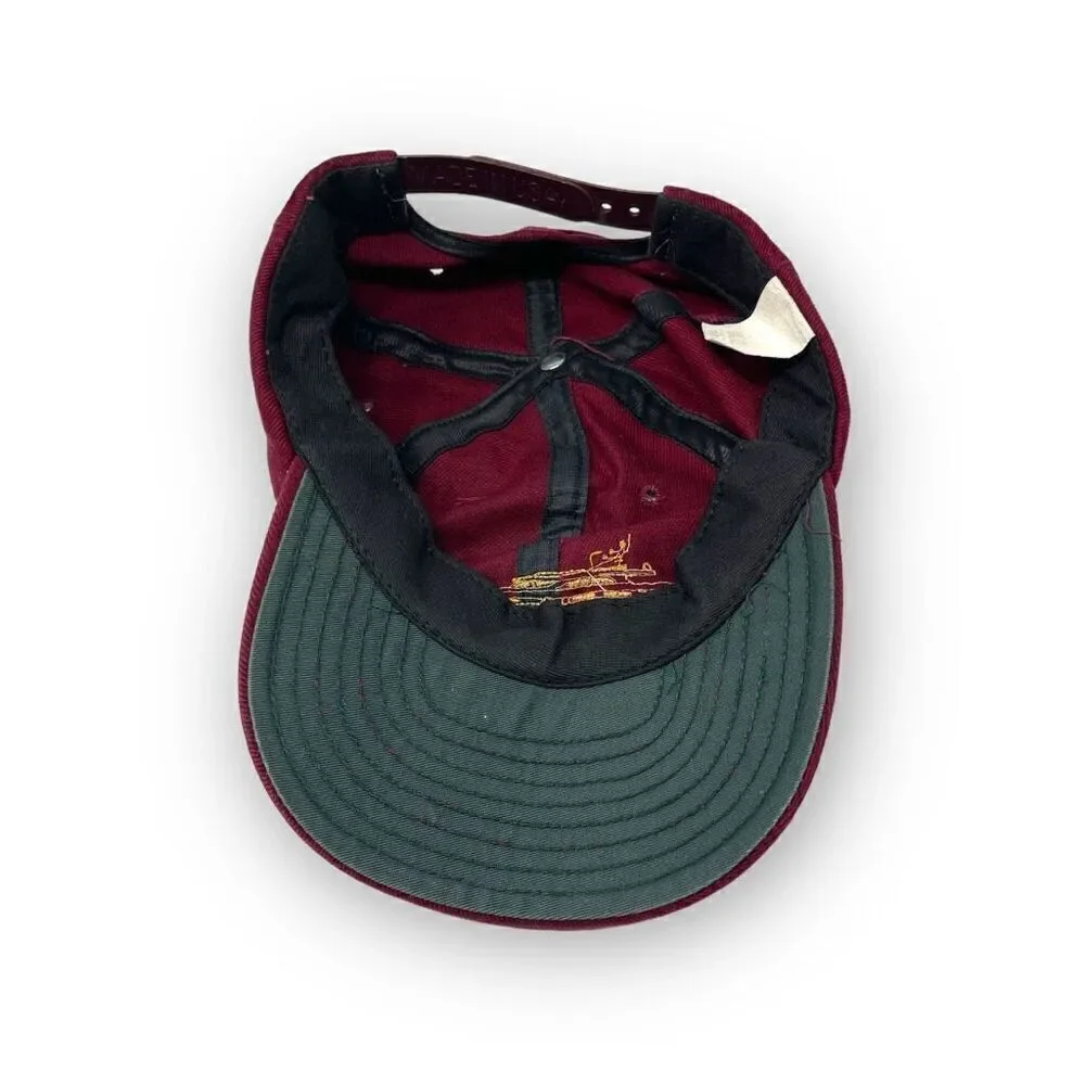 Vintage Ambrosiana Made in USA SnapBack Hat Cap Maroon Yellow Embroidery OSFM